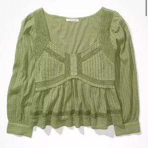 😍AE Long-Sleeve Babydoll Blouse